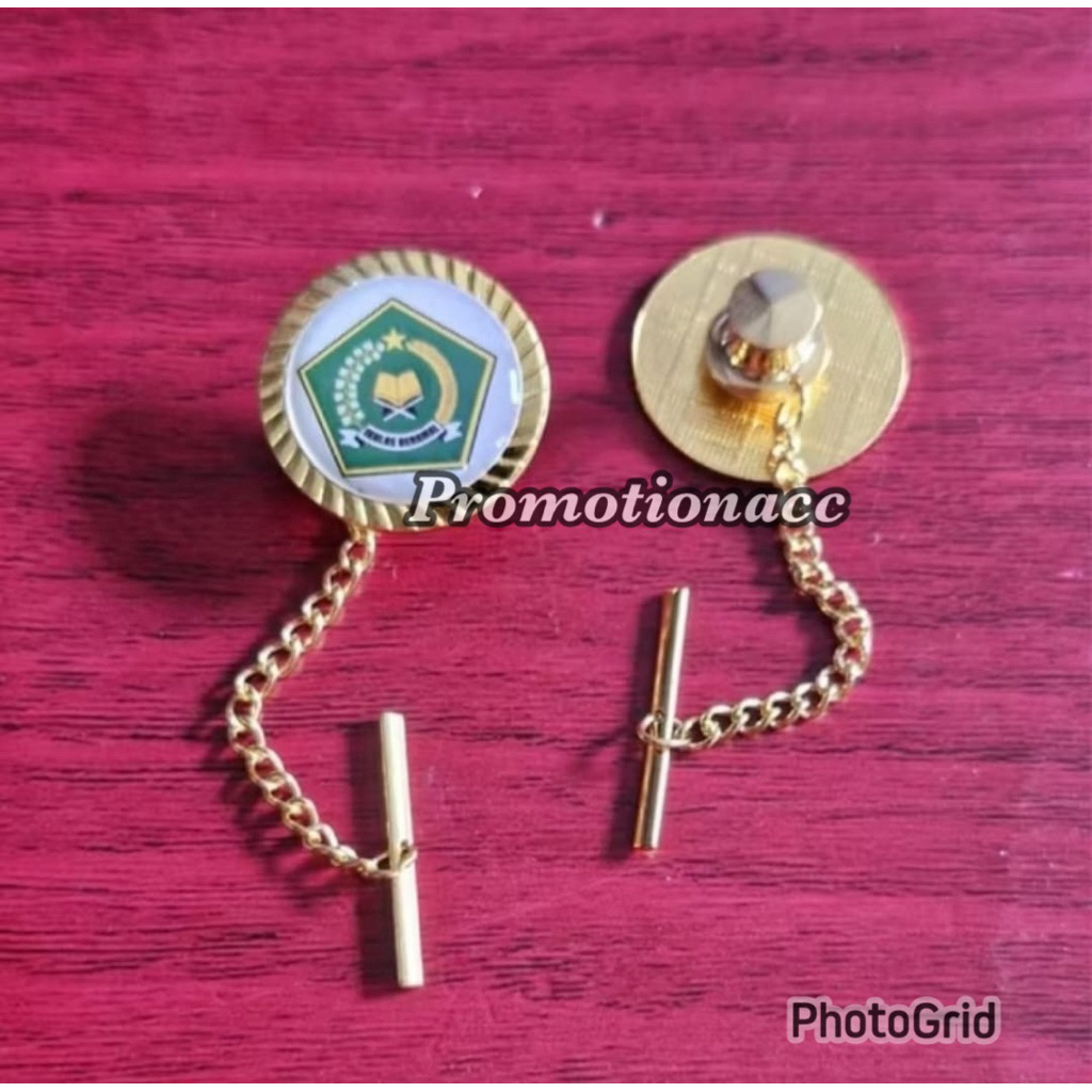 Pin Kerah Baju Logo KEMENAG Pin Bros Bross Kementerian Agama (KEMENAG) Model Bulat Gerigi 1,5cm Paku