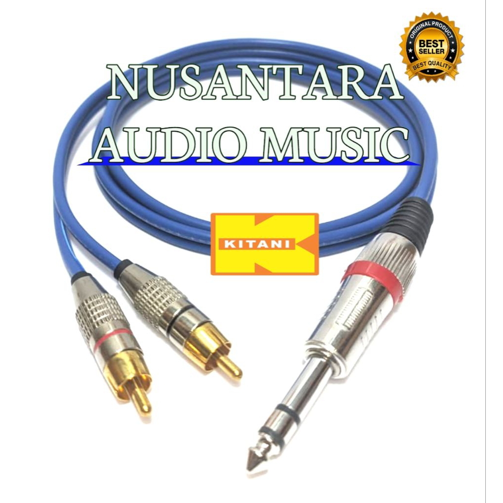 Kabel trs to rca jack akai stereo 6.5mm to 2 rca 3.5mm kabel kitani tembaga original kualitas tinggi