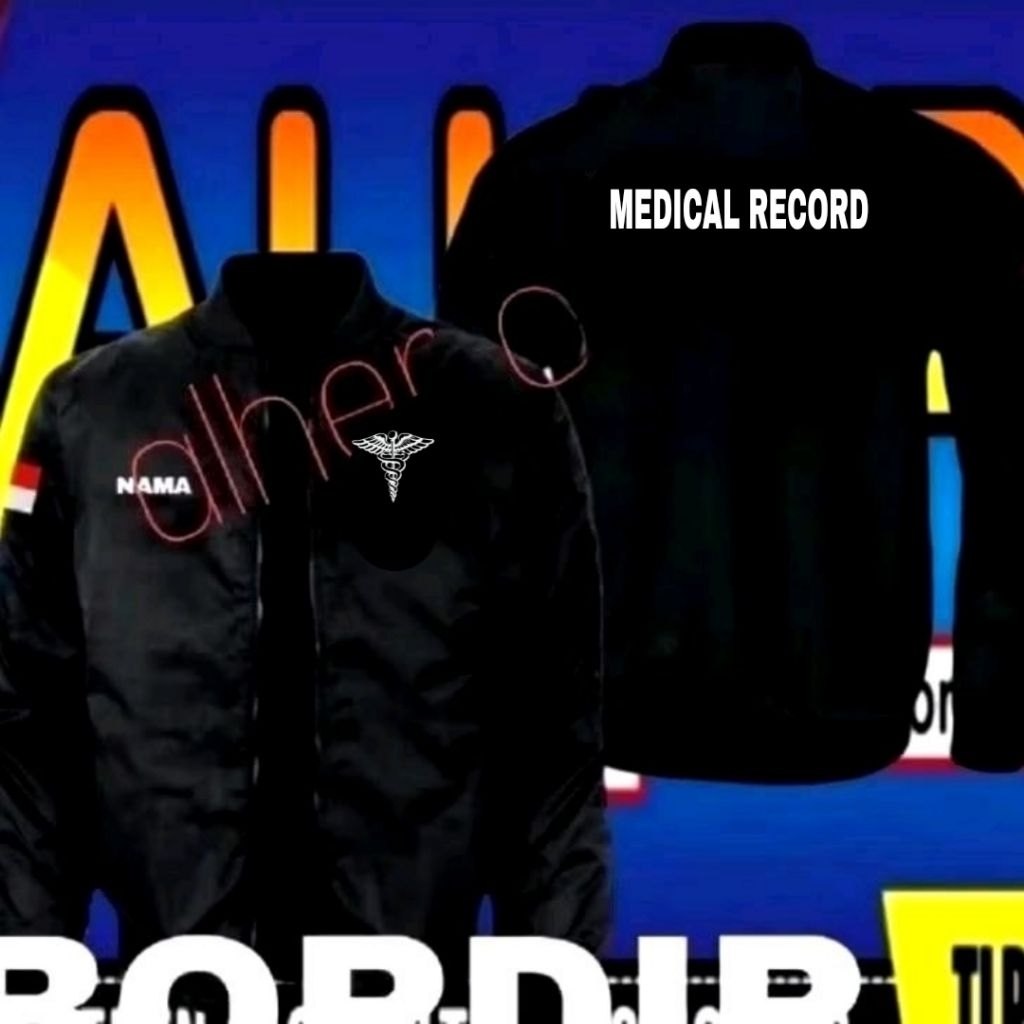 ready stok full bordir Jaket bomber medical record jaket medical record Jaket bordir medical record 