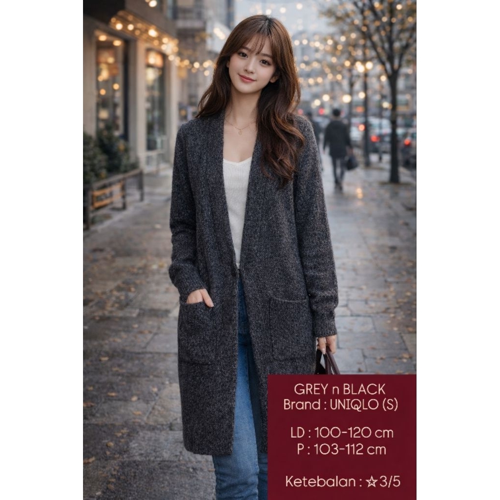 Long Knit Cardigan MIX BRAND INTER Uniqlo Original / Kardigan Panjang Rajut Wanita BRANDED / Outer w