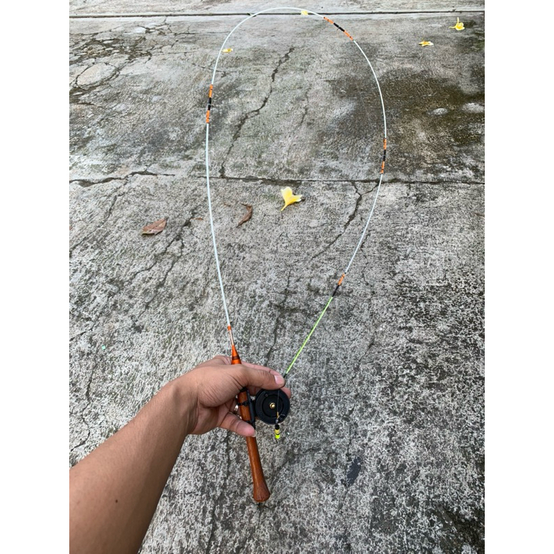Joran Pancing Lentur 1 Set Fiber Fullset 100cm Katrol Mini Untuk Ikan Wader Kecil