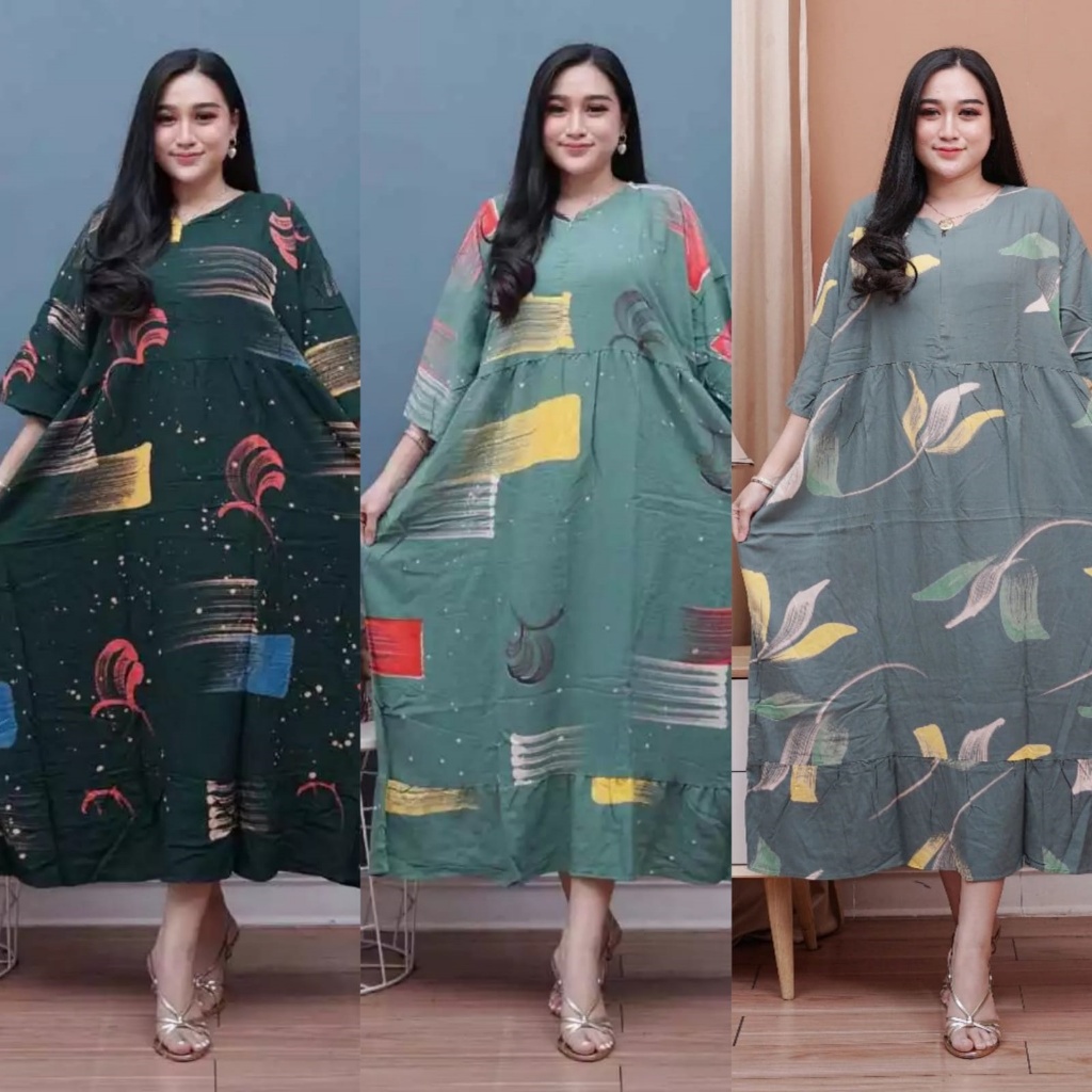 Daster Jumbo Panjang Ld 140 Lengan Pendek Rayon Tebal Premium