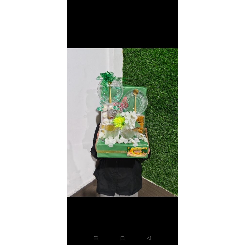 HAMPERS PARSEL HANTARAN TEA SET PECAH BELAH KERAMIK IDUL FITRI LEBARAN KUE KERING PREMIUM PALEMBANG