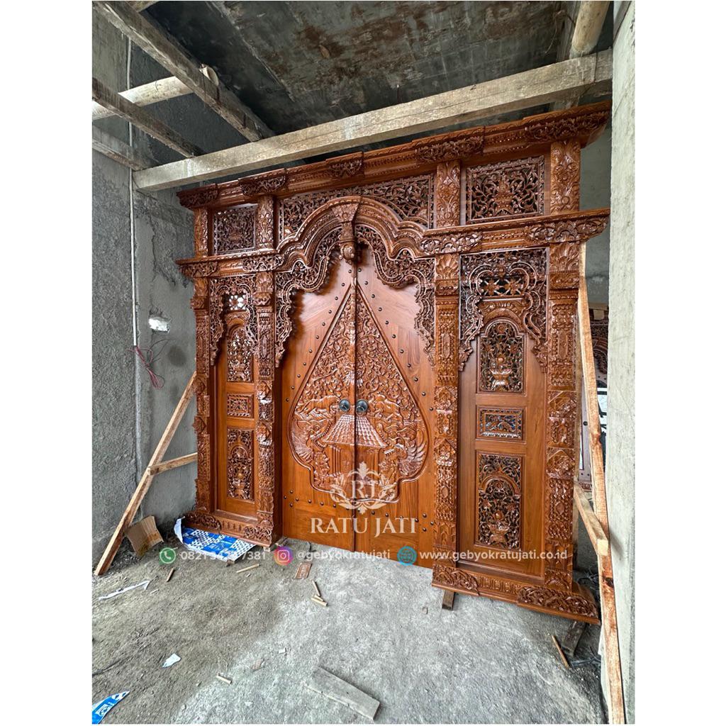 pintu gebyok gunungan wayang | pintu gebyok 3 meter | pintu gebyok premium