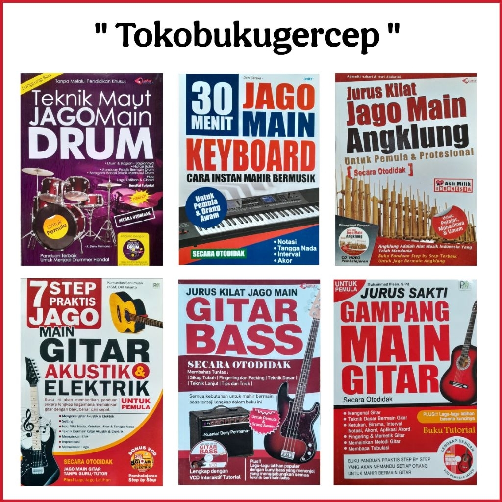 Buku Musik Original : Drum / Keyboard / Angklung / Gitar / Piano