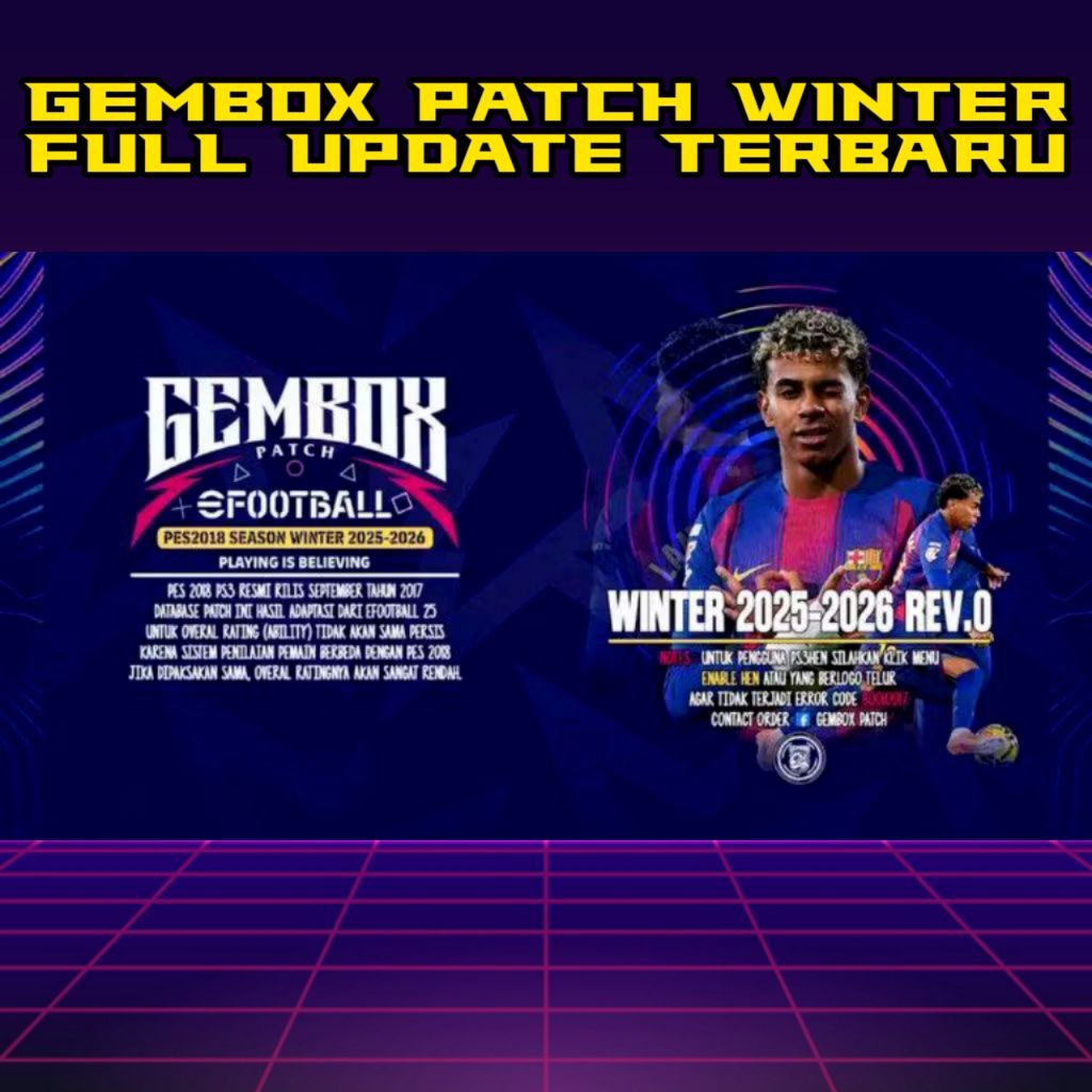 TERBARU LINK PATCH GEMBOX WINTER PES 2026 PS3 HEN CFW - PLAYSTATION 3 - PC/LAPTOP
