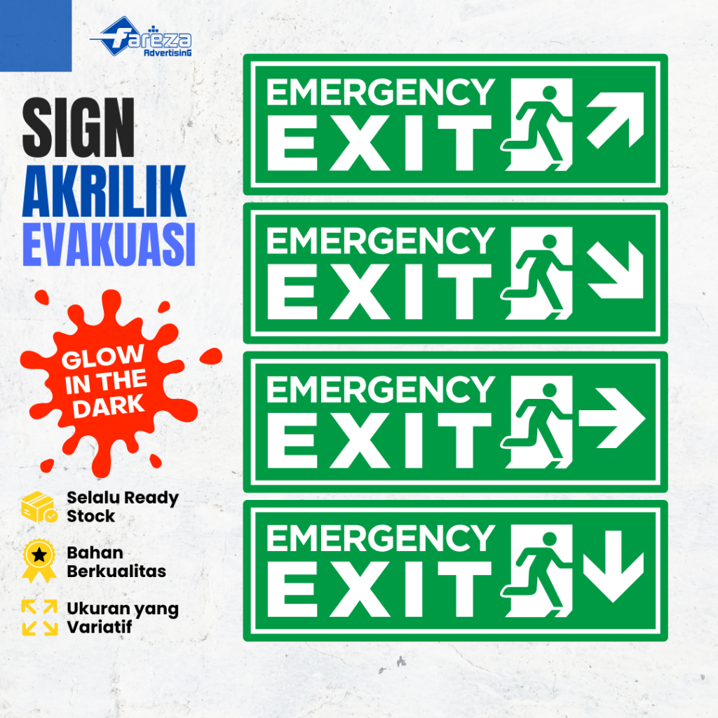 Akrilik Jalur Evakuasi Glow in the dark Reflektif