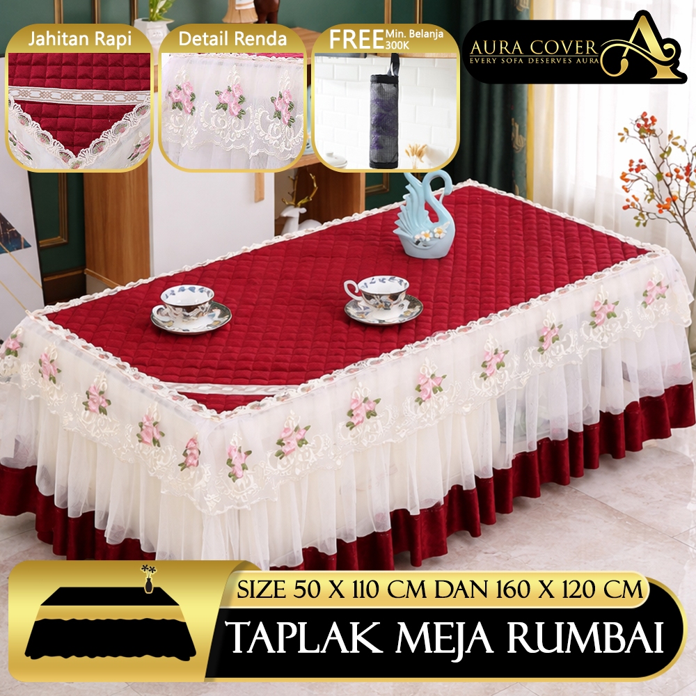 Taplak Meja Tamu Rumbai 50x110CM/60x120CM Taplak Meja Mewah Dekorasi Ruang Tamu Aesthetic AURACOVER