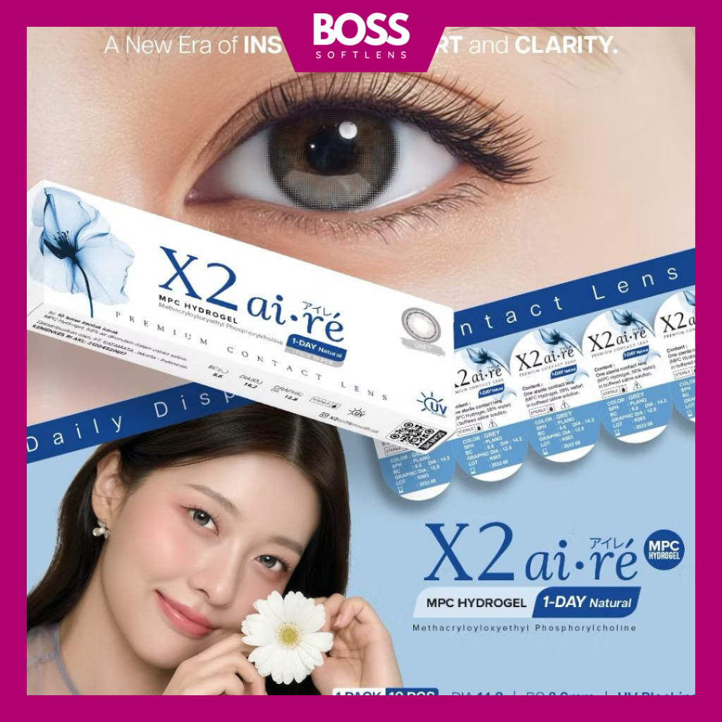 SOFTLENS X2 AIRE 1 DAY CLEAR & COLOR 14,2 MM G.DIA 12,8MM & 13MM BY X2 FREE LENSCASE / SOFLEN / SOFL