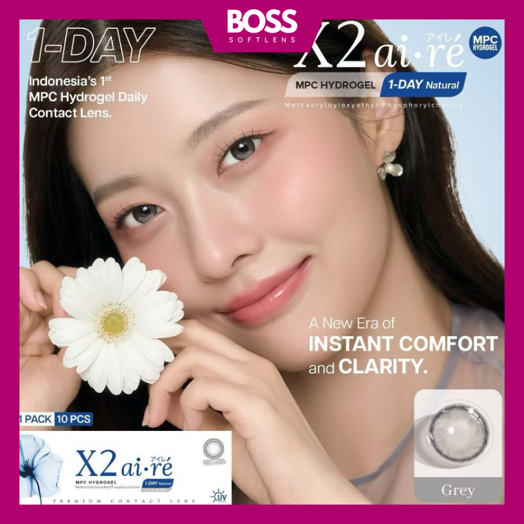 SOFTLENS X2 AIRE 1 DAY CLEAR & COLOR 14,2 MM G.DIA 12,8MM & 13MM BY X2 FREE LENSCASE / SOFLEN / SOFL