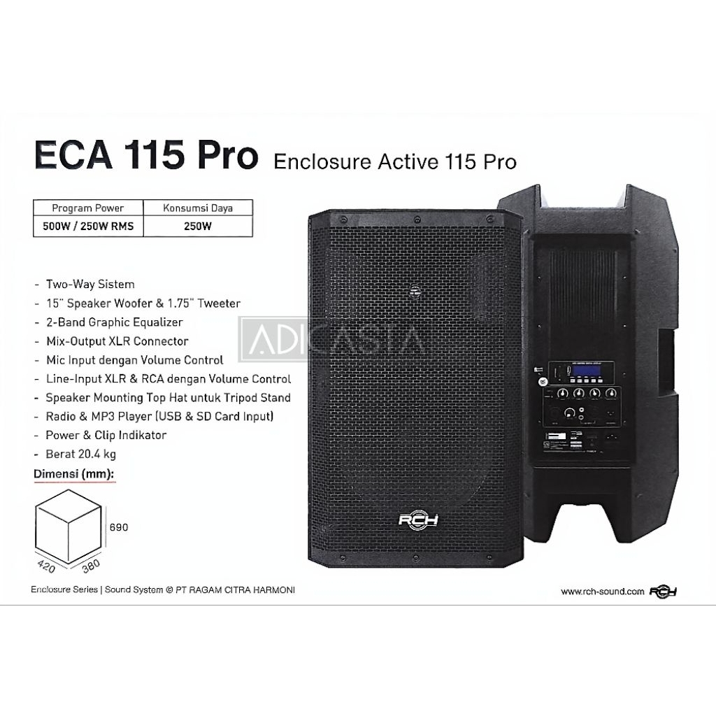 Speaker RCH ECA 115 PRO 15 inch Aktif
