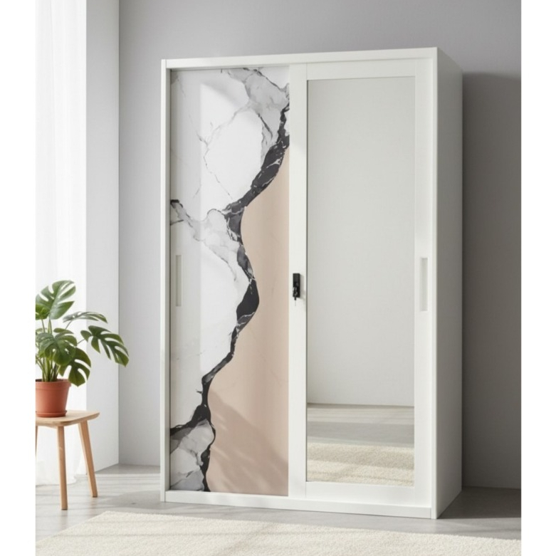 Lemari Sliding Besi Putih 90cm Pira