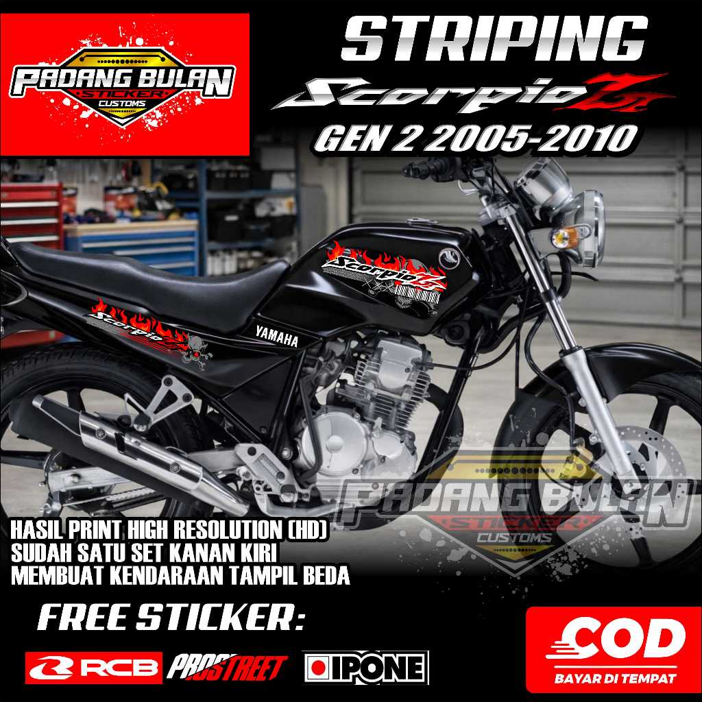 STRIPING YAMAHA NEW SCORPIO Z GEN 2 2005-2010 / STRIPING VARIASI NEW SCORPIO Z GEN 2 MOTIF API