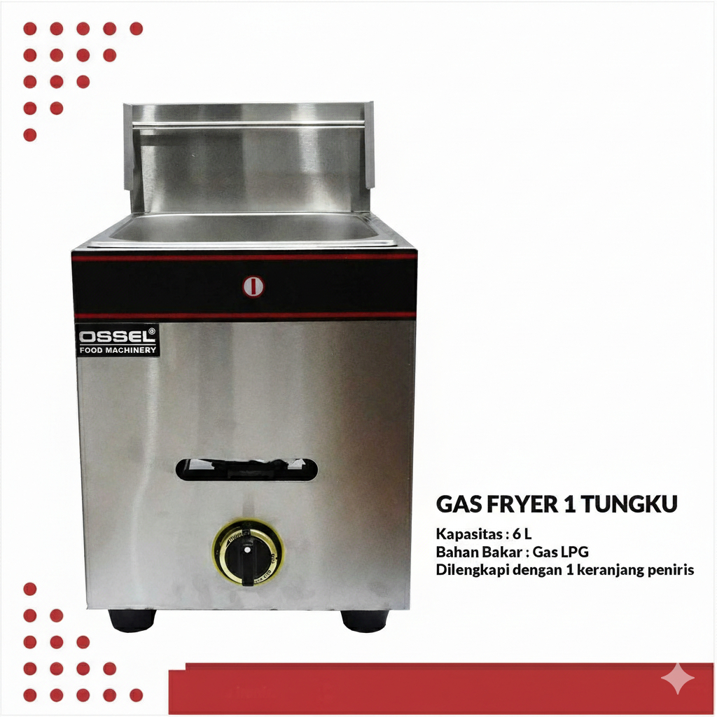 OSSEL GAS FRYER 1 TANGKI ET RZL1 5,5 LITER OSSEL PENGGORENG KENTANG GAS DEEP FREYER OSSEL Penggoreng