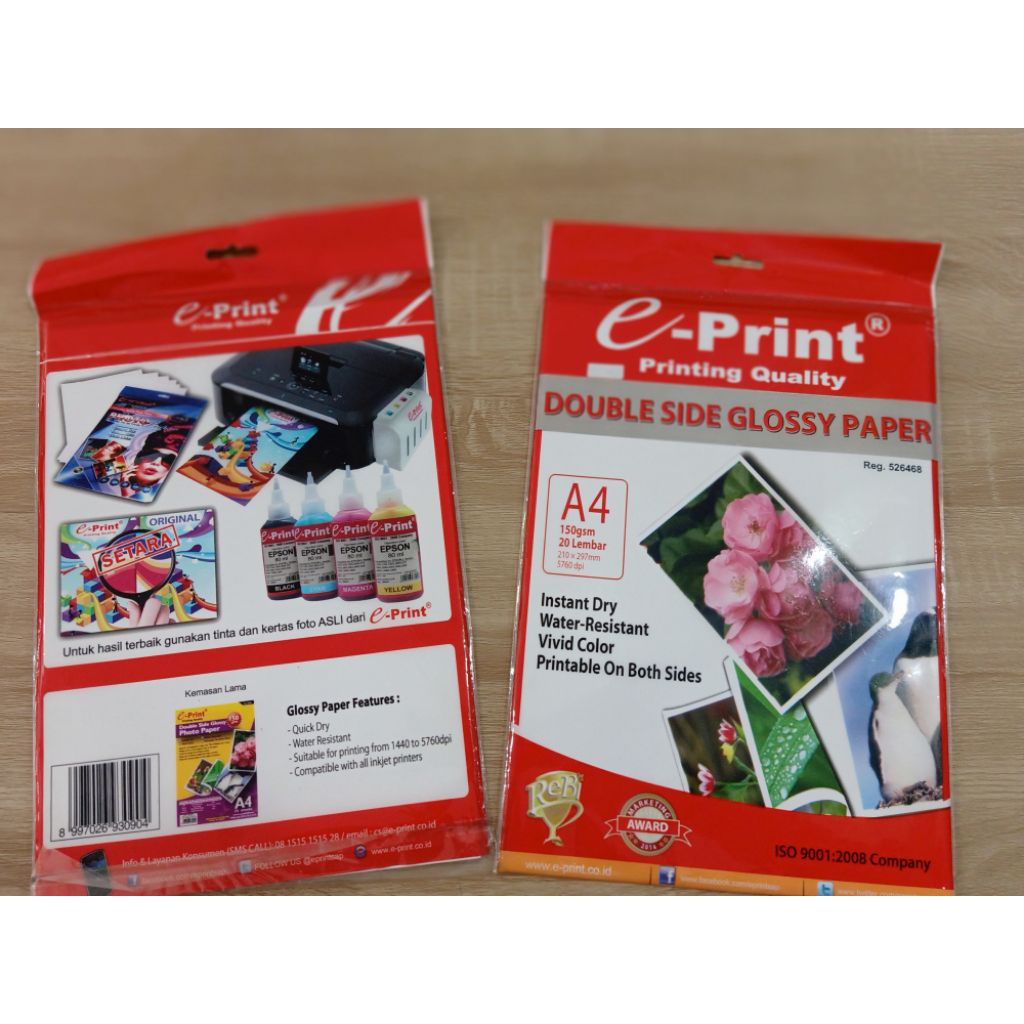 Kertas Foto Glossy Double Side Glossy Paper E-Print
