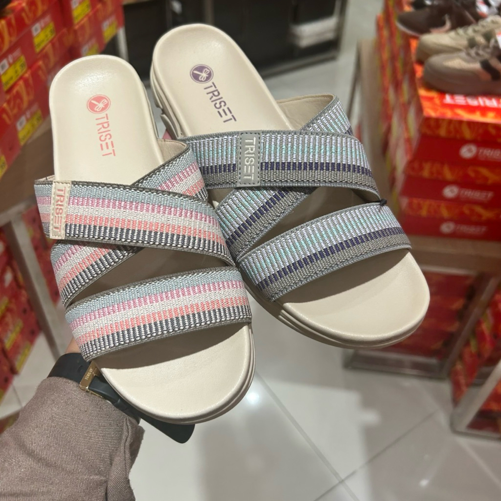 sandal flat wanita sol 2cm karet TRISET original
