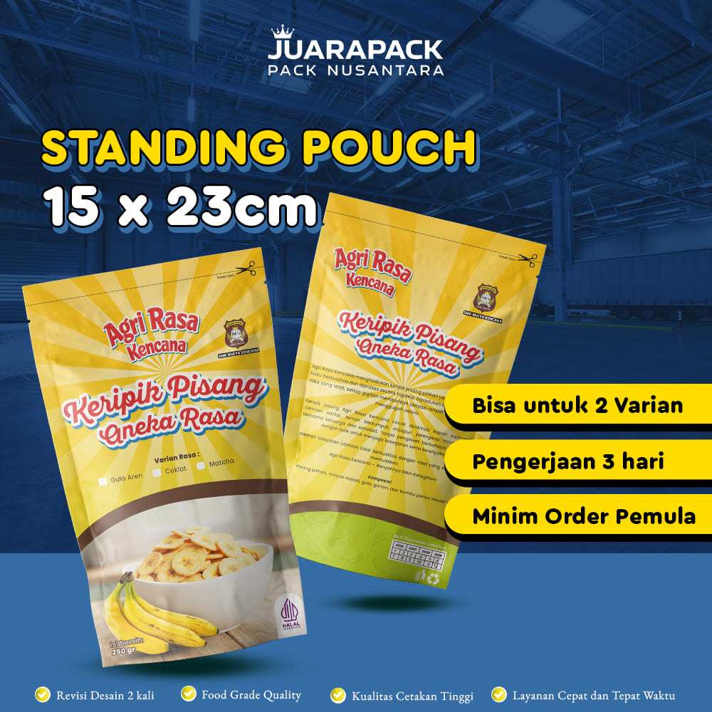 Min Cetak 10pcs Kemasan Standing Pouch Custom Ukuran 15x23cm