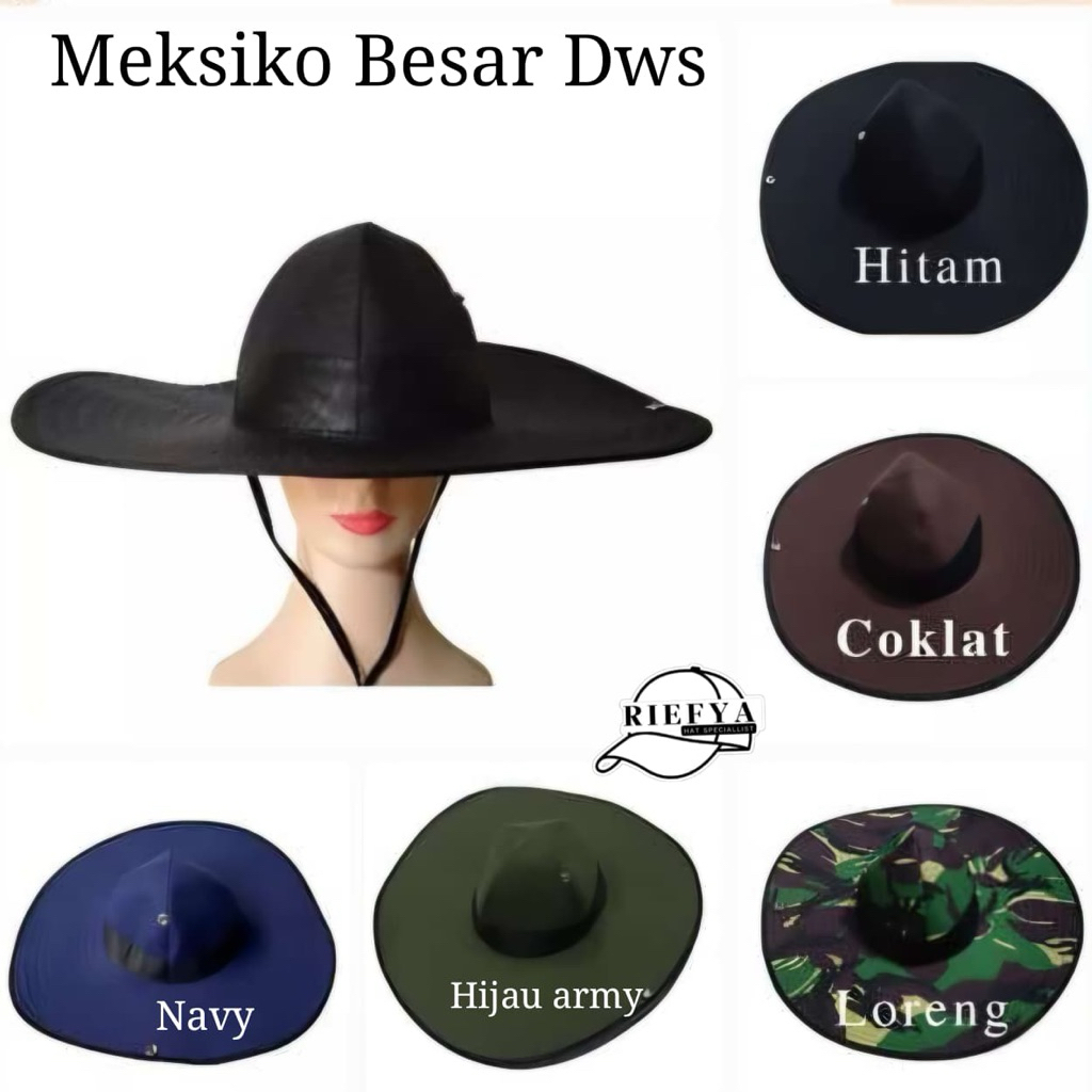 Topi Meksiko Besar Dewasa Pria Wanita - Topi Gunung Lebar Anti Panas