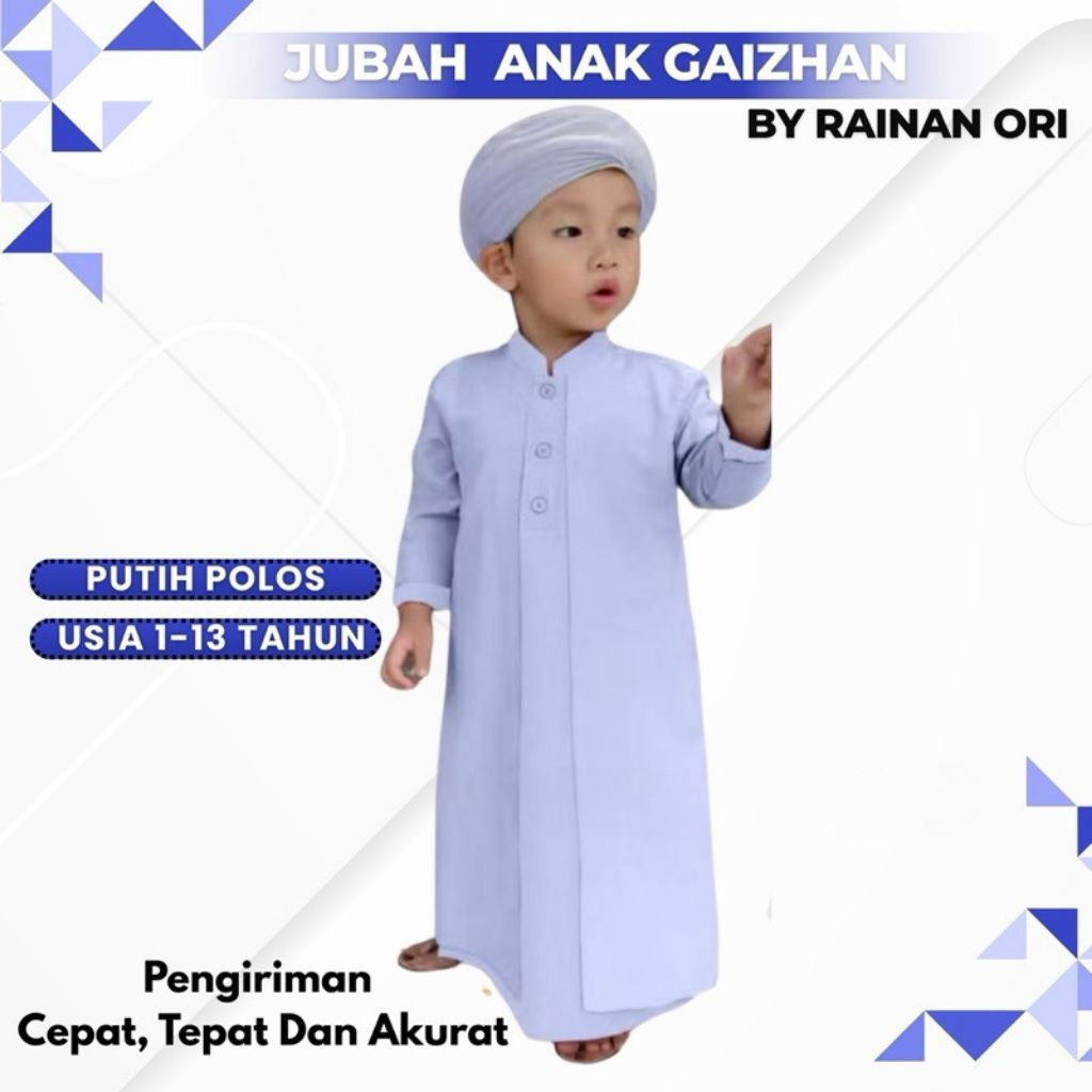Baju Koko Anak Laki laki Jubah Habib  Anak Baju Gamis Cowo Ghaizan By Rainan Ori