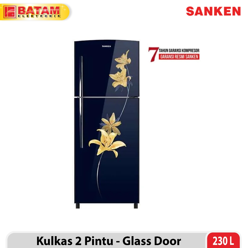SANKEN KULKAS 2 PINTU 230 LITER GLASS DOOR SK-G239EH-NY / SK-G239EH