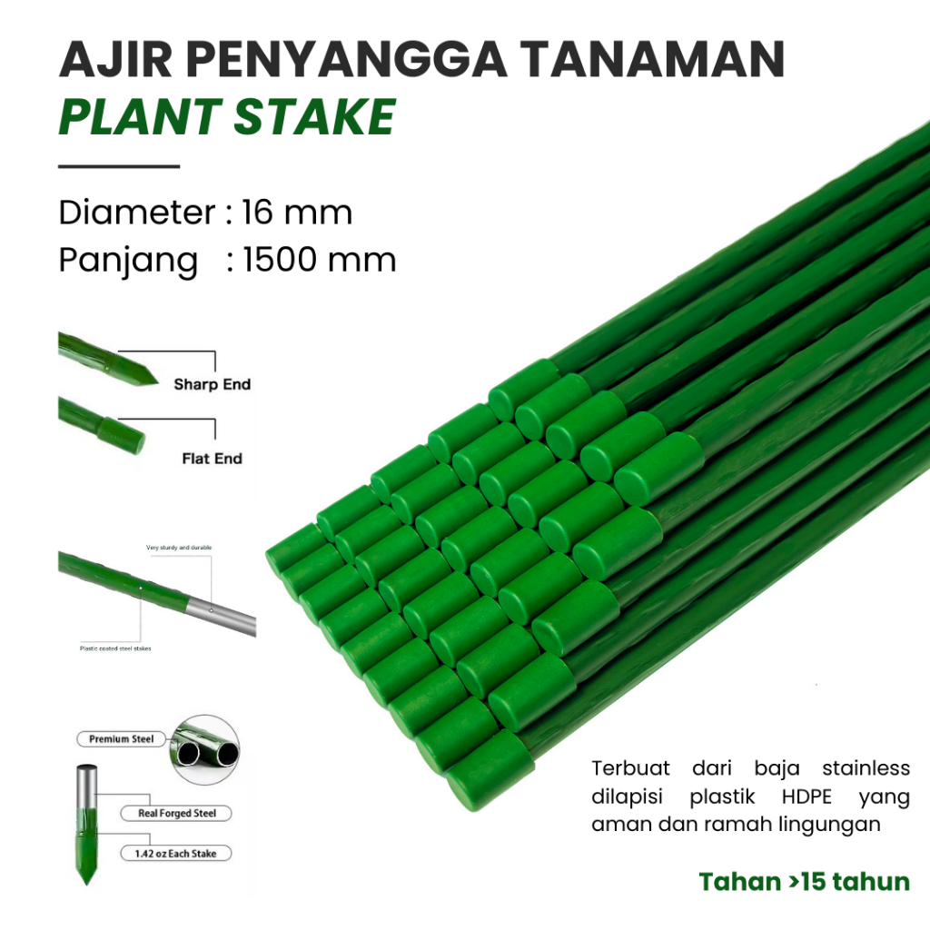Ajir Modern 16 X 1500 mm Gleaf Penyangga Tanaman