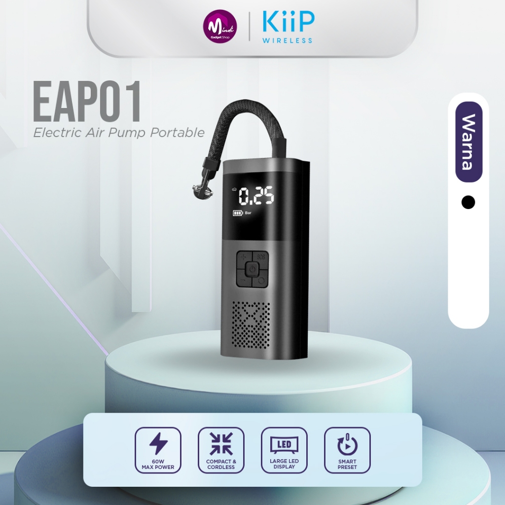 KiiP EAP01 Portable Car Tire Inflator Pompa Ban Motor Dan Mobil Electric Air Pump Car Air Pump Porta