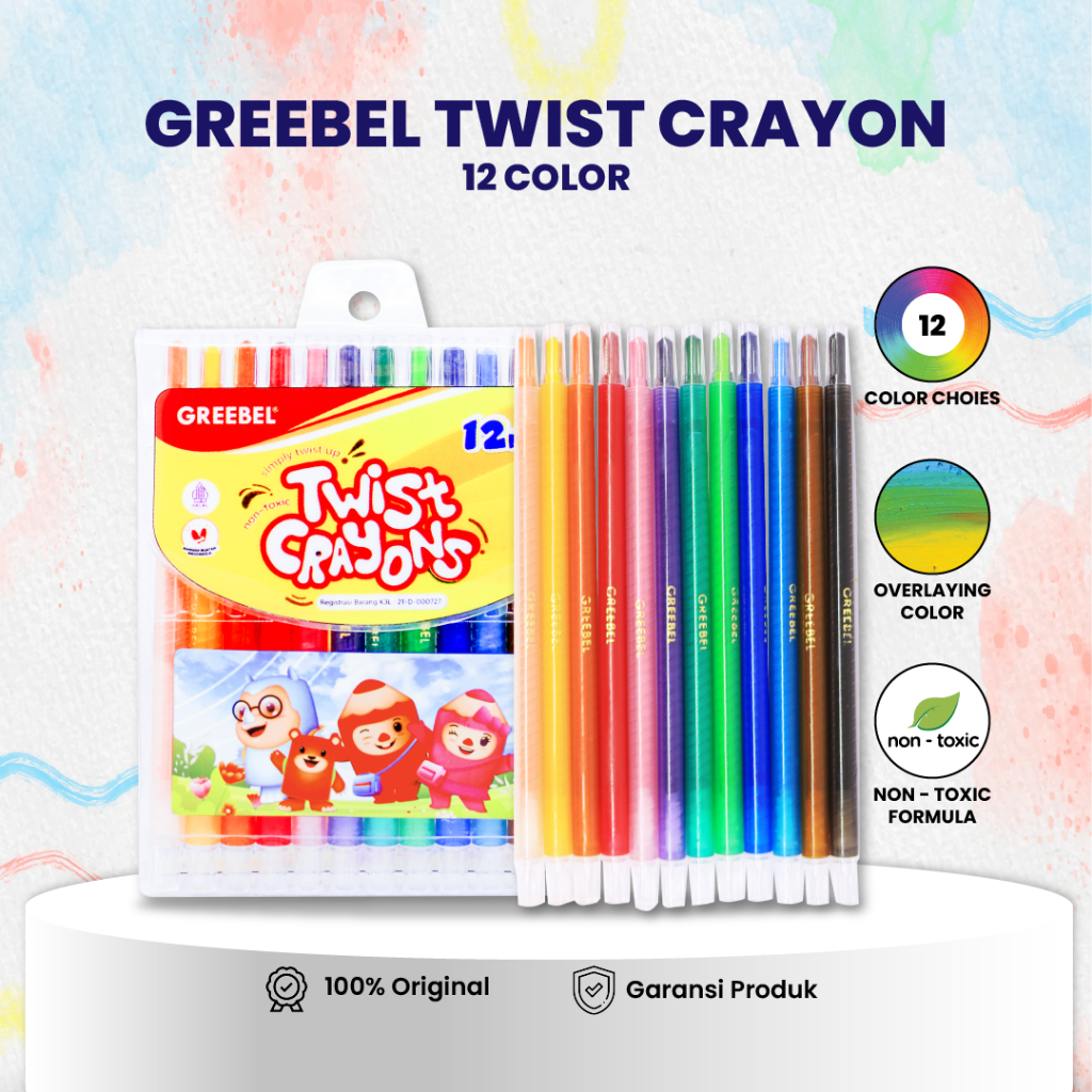 Crayon Putar Greebel 12 Warna - Twist Crayon Greebel 12C