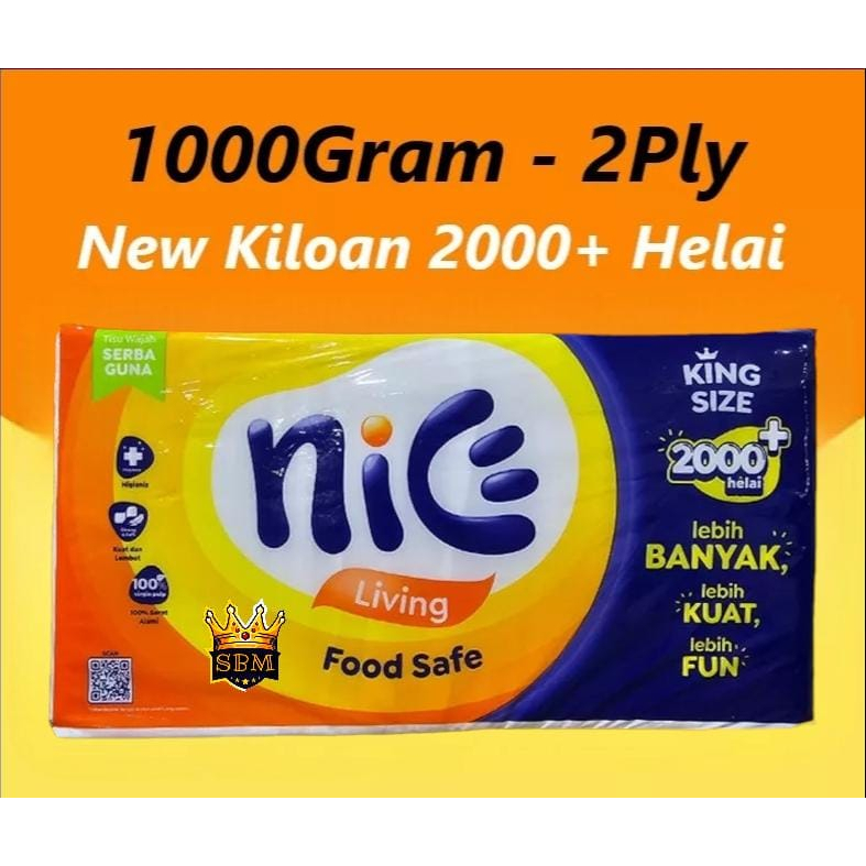 Tisu Nice 2000 lebar/ Tissue Nice 2000 Helai / Tissue nice 1000 gram 2000 helai/Tisu Nice kiloan