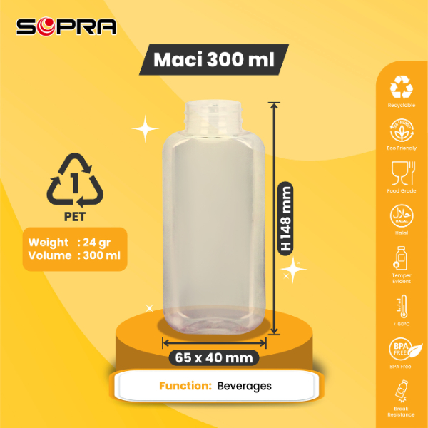 Botol Kemasan Plastik PET SOPRA Maci 300 ml