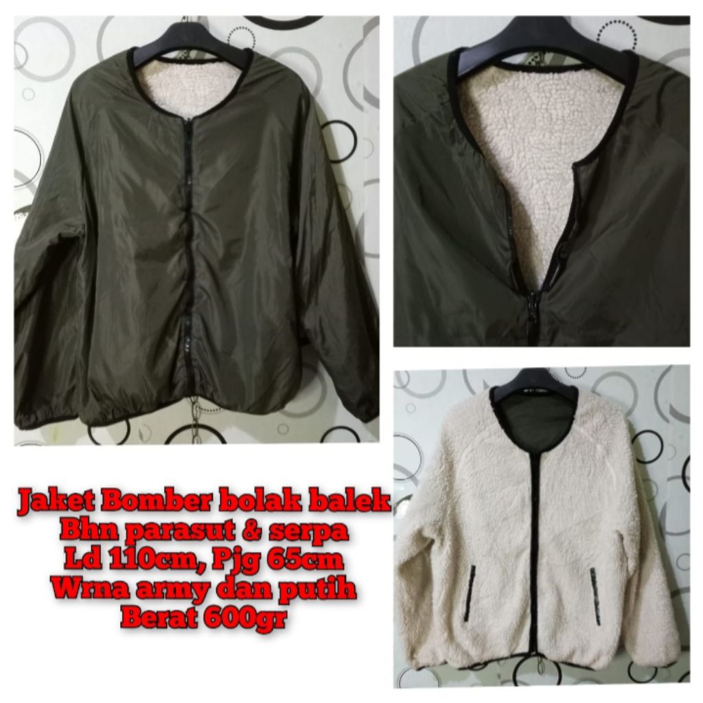 JACKET BOMBER BOLAK BALIK BAHAN PARASUT SERVA