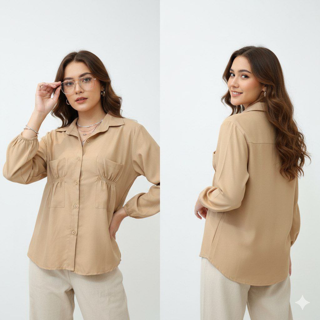 Iclothes Bali Cantika Blouse / Cantika Top Bahan Katun Poly Fit L/ KCB001/KEMEJA BASIC POLOS BAHAN R