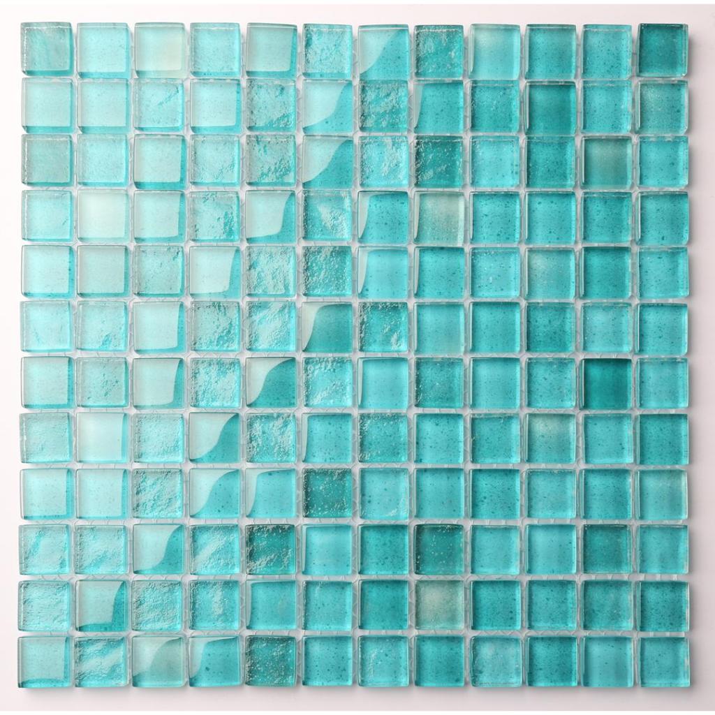 ELEGANZA LUMINOUS GLASS MOSAIC HSYG05 30X30 GLASS MOSAIC TEAL LIGHT GREEN MIX