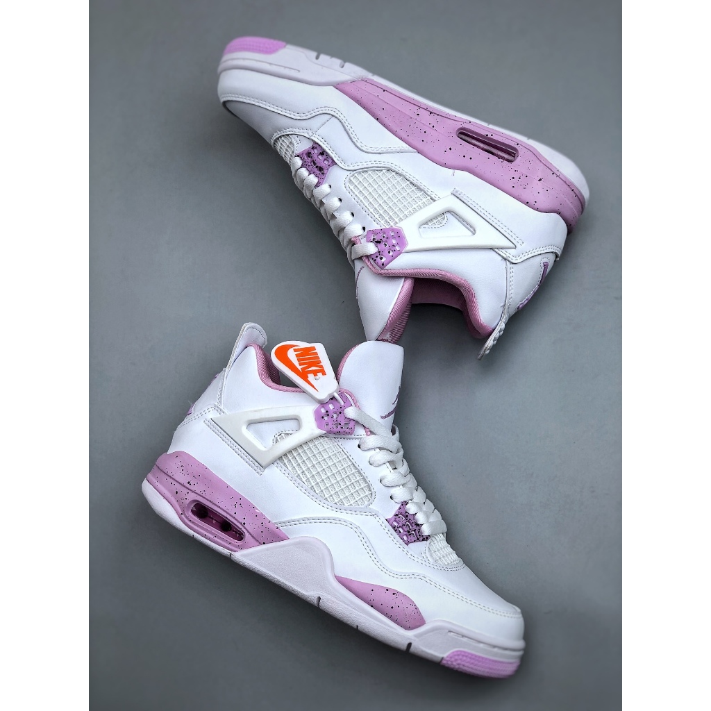 Nike Air Jordan 4 Retro White Pink Oreo Sepatu Basket Pria Sneakers Casual Premium