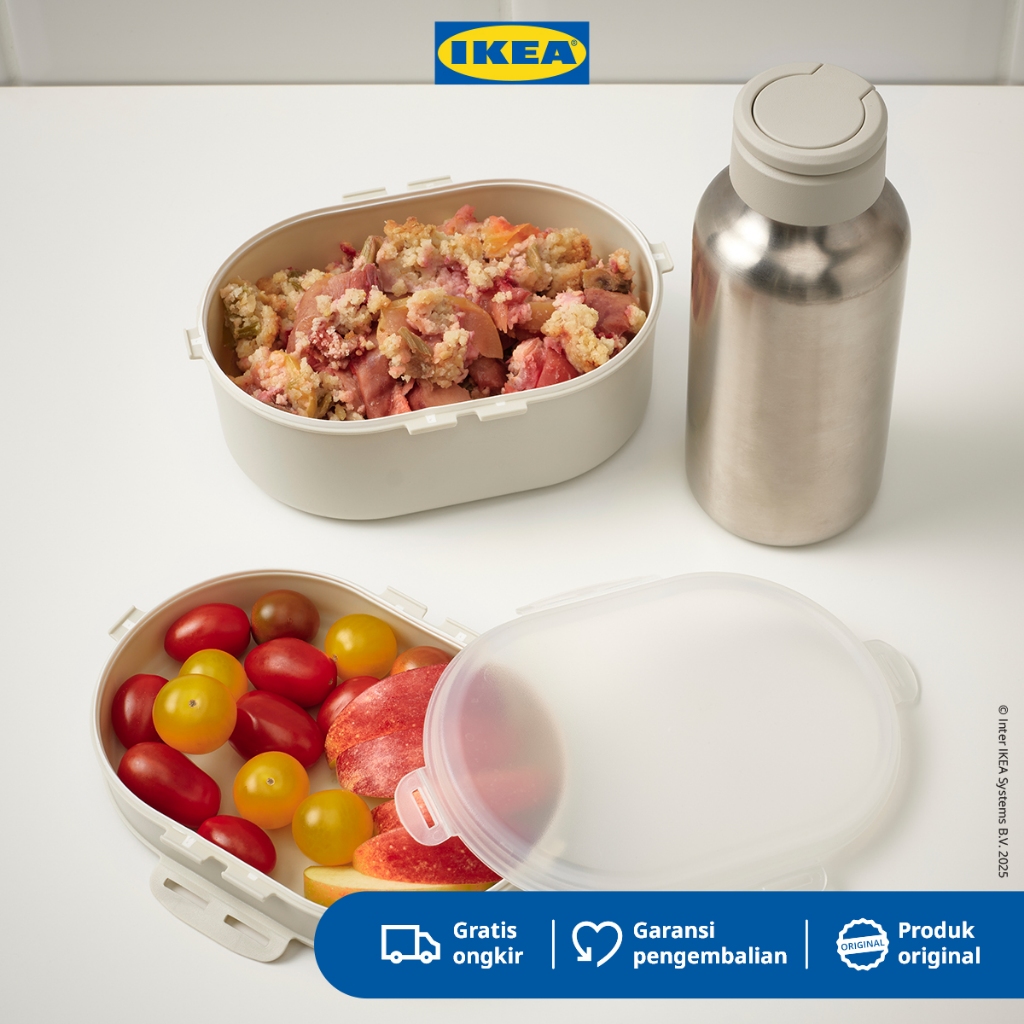IKEA UTBJUDA Kotak Makan 2 Sekat Abu Muda / Lunch Box / Kotak Bekal Sekolah
