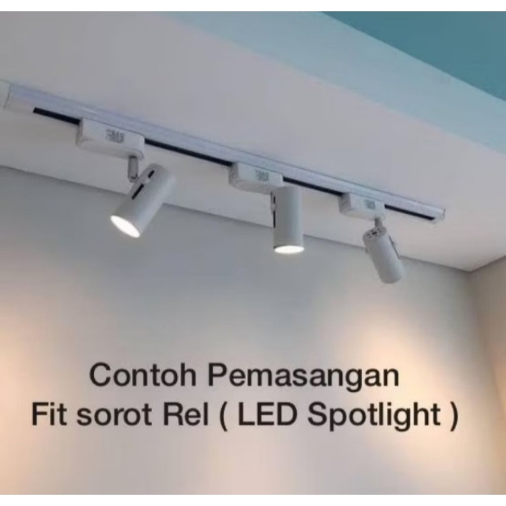 Kap Lampu Sorot Rel Track Fitting E27, Led Halogen E27