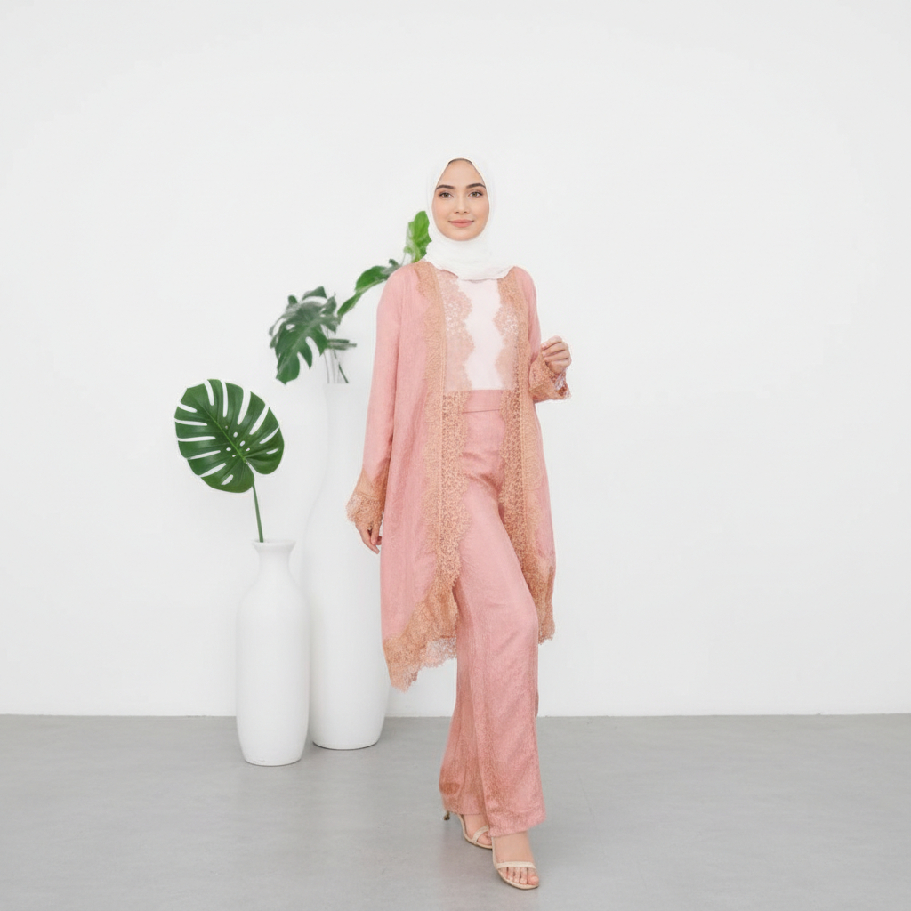 Setelan Pakaian Batik Wanita Viscose Atasan Outer Bawahan Celana Kulot Viskos Modern Polos Jumbo Kon