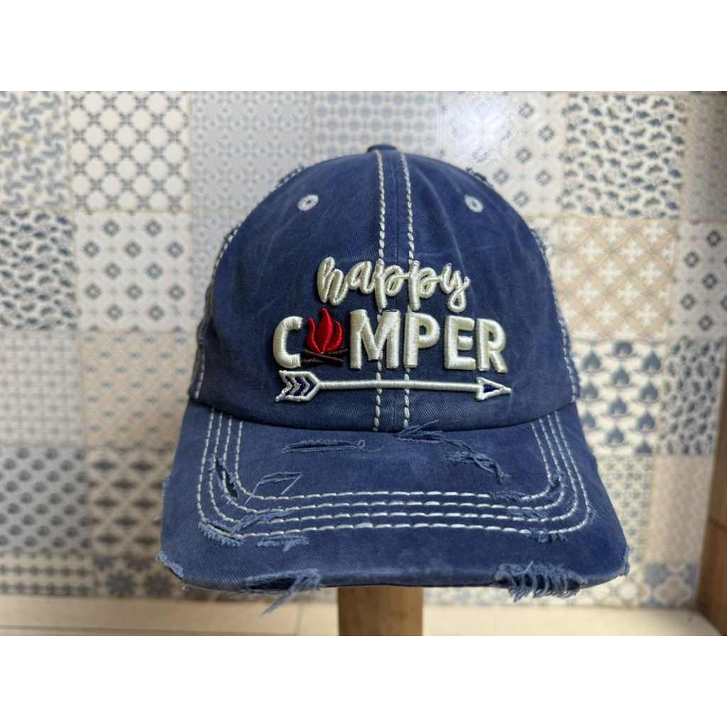 Topi Second Brand Branded Happy Camper Ripped By 4350 District Vintage Authentic