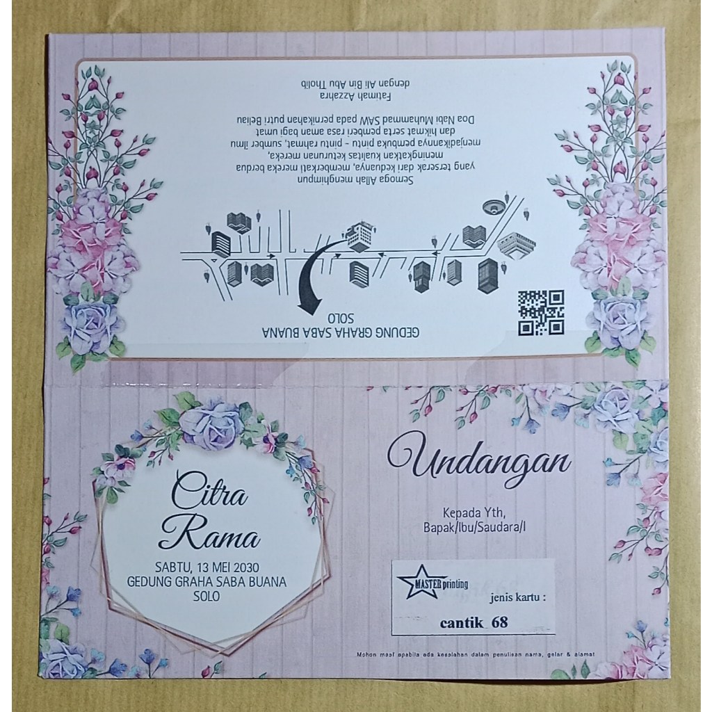 cantik 68 Spesialis cetak undangan Pernikahan & Khitan murah 1000 an