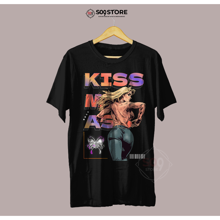 [S09 PROJECT] Kaos Distro - KISS MY ASS - Black - Regular - Cotton Combed
