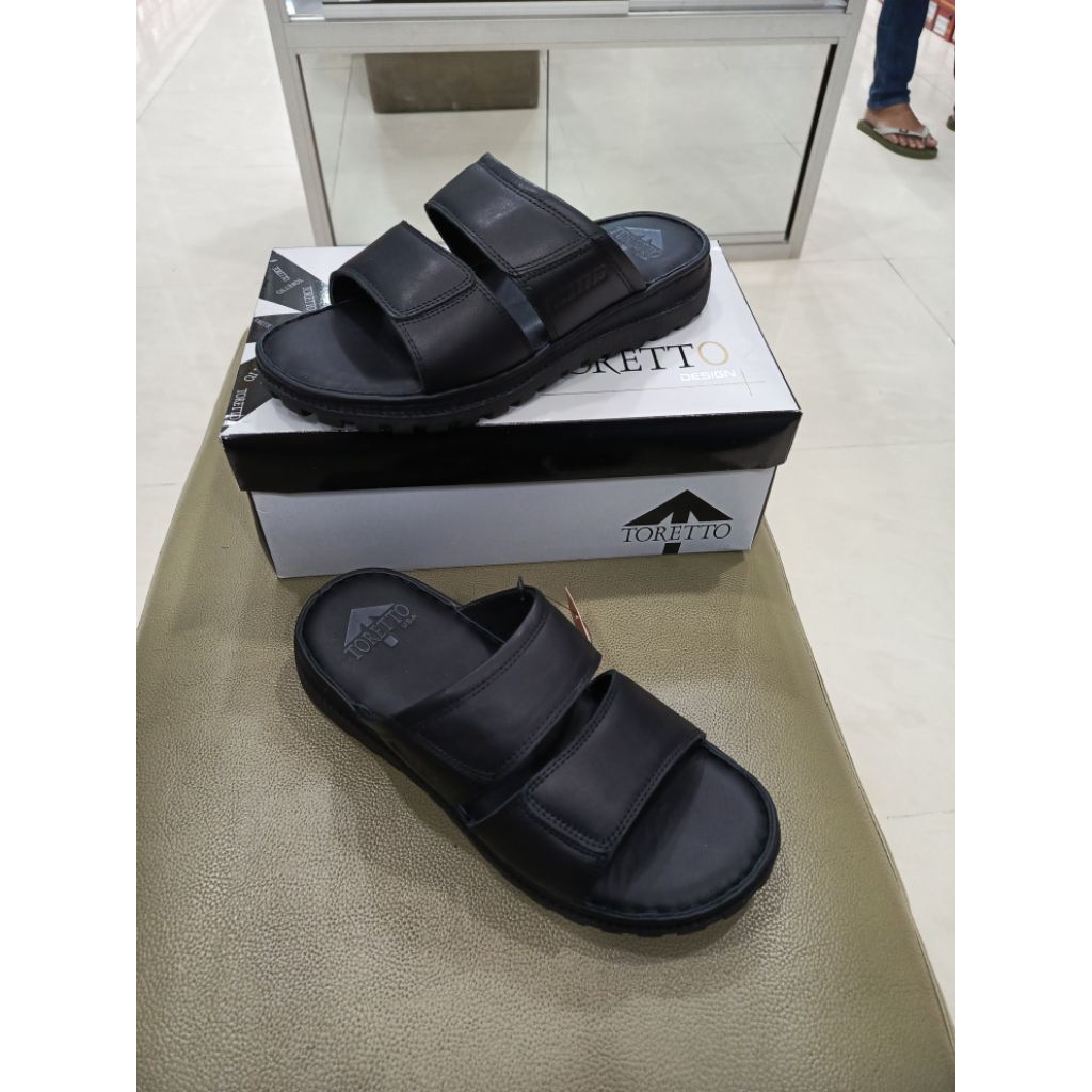 sandal Toreto Fersi royal tali dua kulit sapi asli