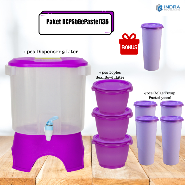 INDRA Paket Dispenser Air Minum Plastik 9L/DcpSbGePastel135/Bonus 1pcs Gelas 500ml