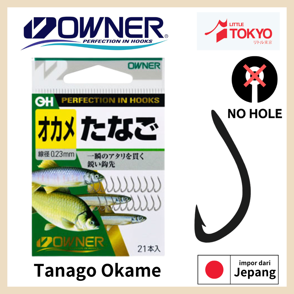 Mata Kail Pancing Owner Kecil Micro Tanago RYUSEN, HANGETSU , OKAME Tanpa Lubang Original Japan