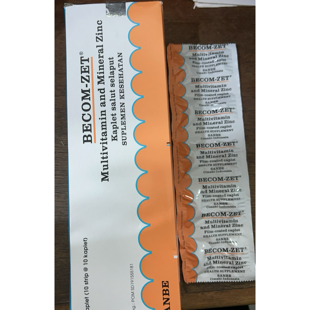 BECOM-ZET Multivitamin Tablet dengan Zinc untuk Daya Tahan Tubuh