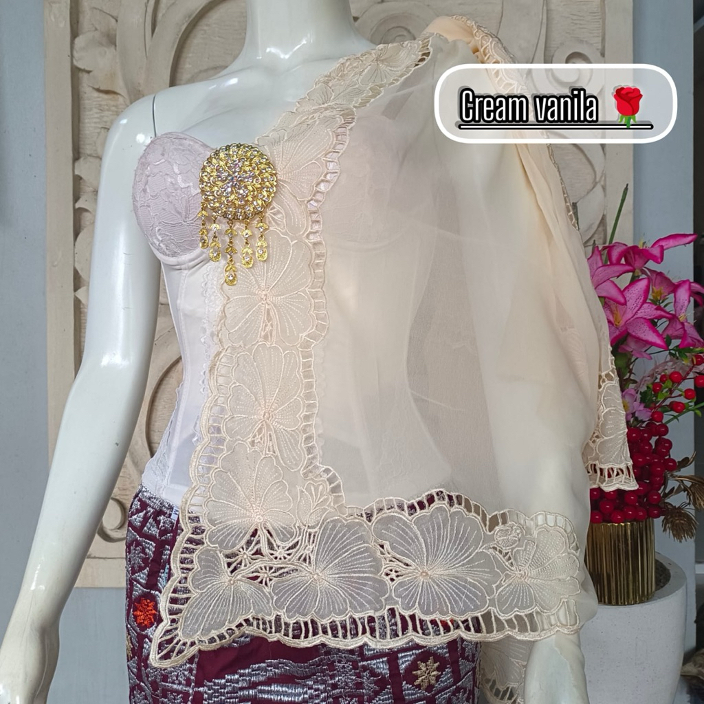 Kain kebaya bordir motif daun talas terbaru super cantik / BEST SELLER / Bahan sutra crefe