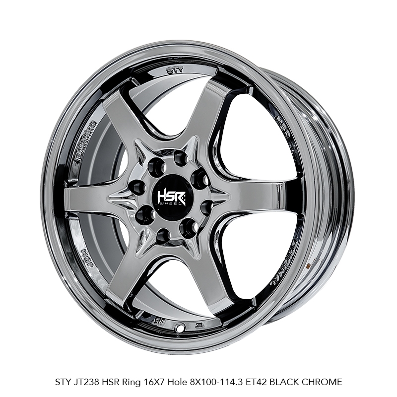 Velg Racing Agya R16 Black Chrome Pelek Hsr Sty R16 Pcd 4x100-4x114,3