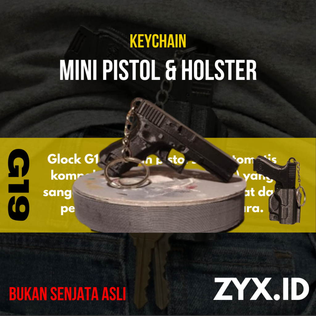 MINI GUN KEYCHAIN | GLOCK 19 MINI | GANTUNGAN KUNCI PISTOL MINI | Hadiah ulang tahun | hadiah menari