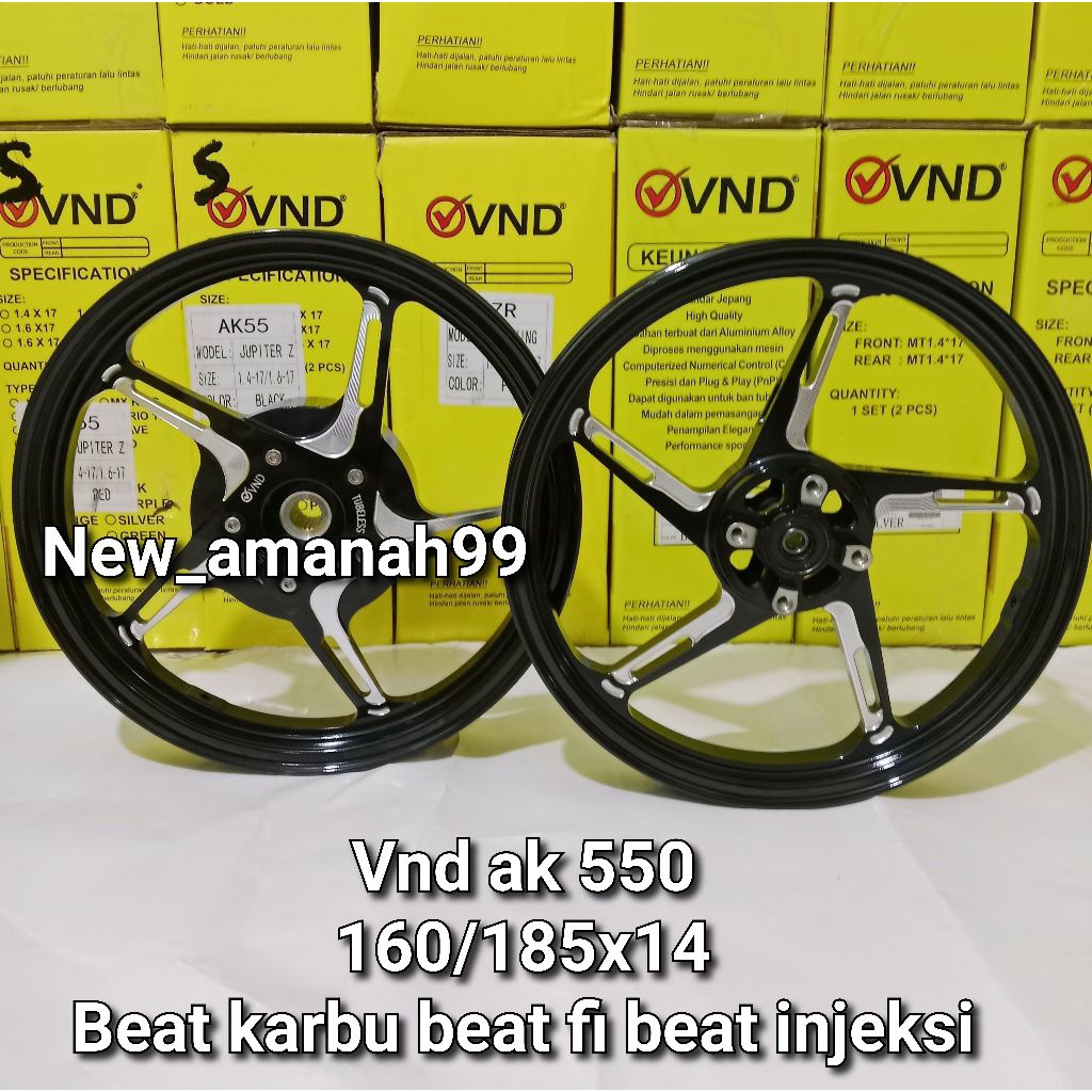 VND VELG AK550 R14 UK 160/185x14 HONDA BEAT KARBU/BEAT FI/BEAT ESP POP VARIO 125/150 VELG AK 550 VND