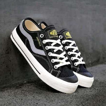 Sneakers Ventela Public Nyala Hitam Putih Classic - Sepatu Pria Wanita Unisex Sepatu Hitam Putih Can