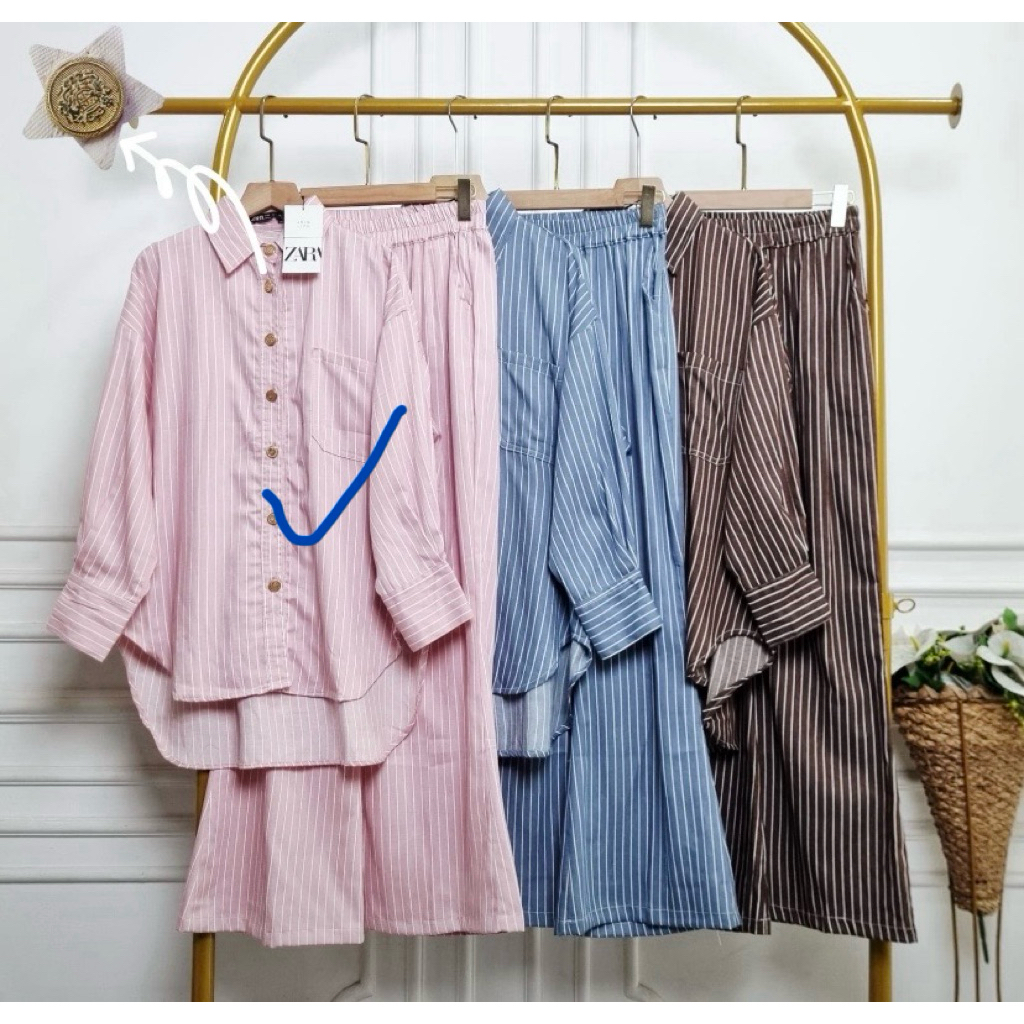 zara set jeans cutbray dan kulot