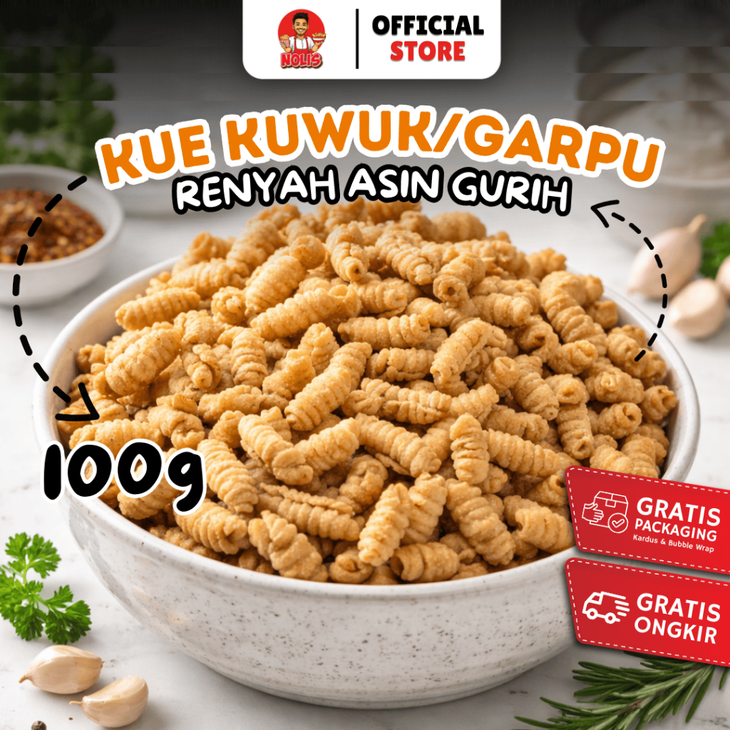 Kue Kuwuk/Kue Garpu Gurih Renyah 100g Nolis Snack & Food | Makanan Ringan Lebaran